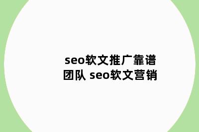 seo软文推广靠谱团队 seo软文营销